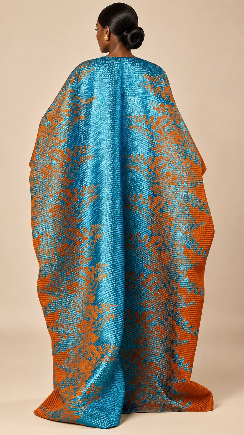 Ewe Kaftan in Teal & Sienna